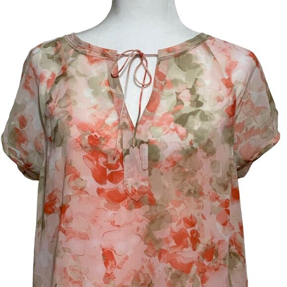 Pastel Peachy Pink Floral Botanical Garden Girl 2 Piece Blouse set size L - Picture 4 of 10
